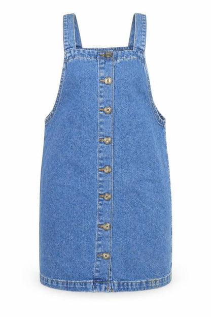 New Look Women's Blue Denim Pinafore Dress UK 10 Casual Sleeveless