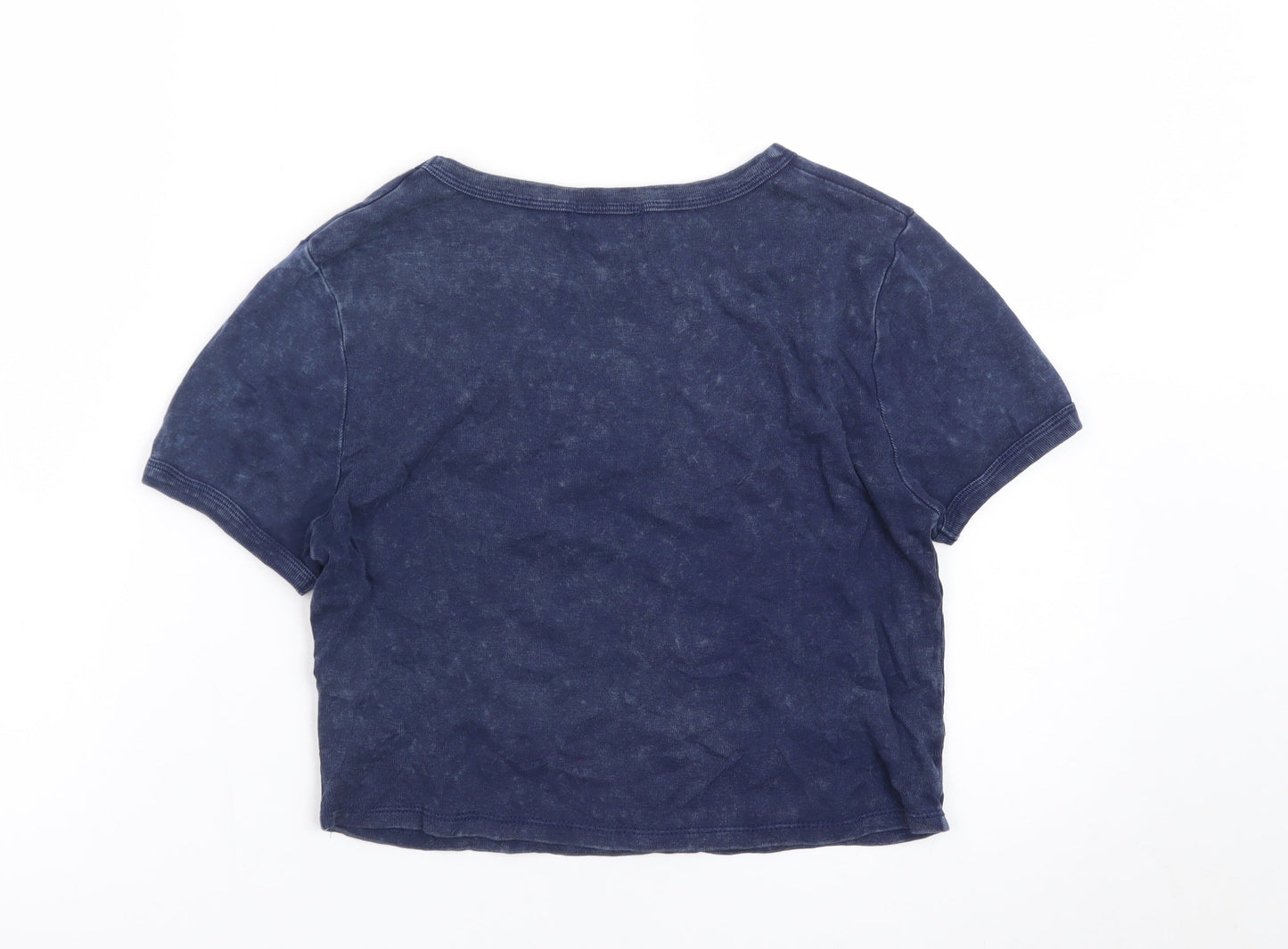 Streetwear Society Womens Blue Cropped Nautical Graphic T-Shirt Medium