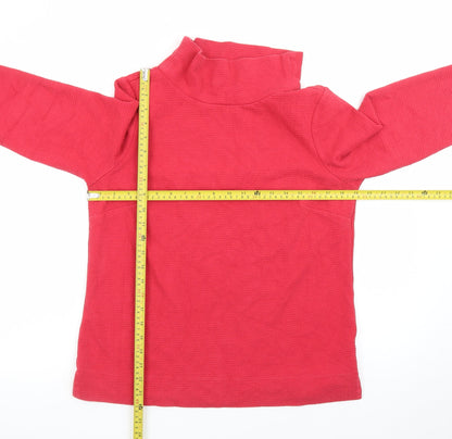 Hobbs Women Red Roll Neck 3/4 Sleeve Cotton Blend Jersey Top M