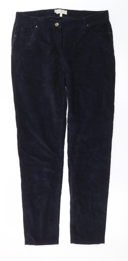 Hobbs Women Blue Corduroy Straight Leg Trousers Size 12