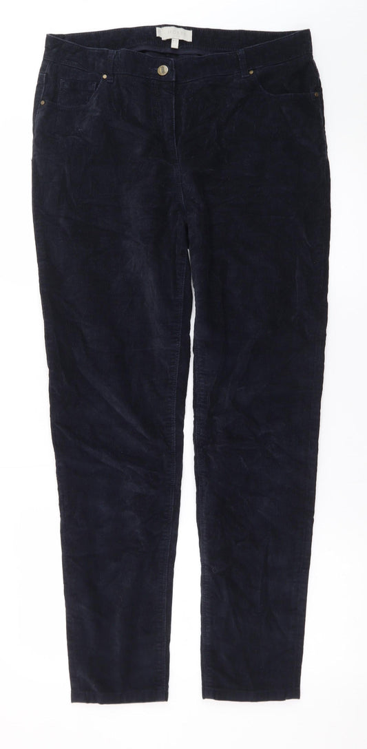 Hobbs Women Blue Corduroy Straight Leg Trousers Size 12