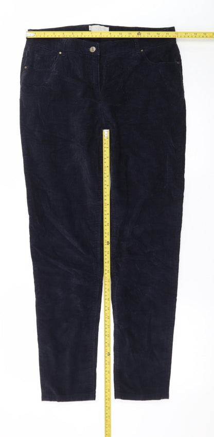 Hobbs Women Blue Corduroy Straight Leg Trousers Size 12