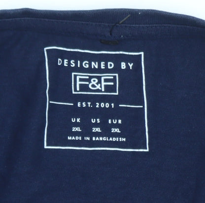 F&F Men’s Navy King of the BBQ Graphic T-Shirt 2XL Cotton Summer Top