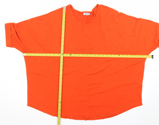 LIVE FOR THE WEEKEND Women's Orange Relaxed Fit Short Sleeve T-Shirt Size 22