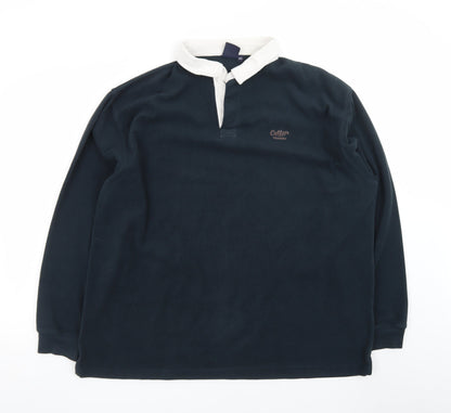 Cotton Traders Men’s Blue 2XL Collared Henley Sweatshirt