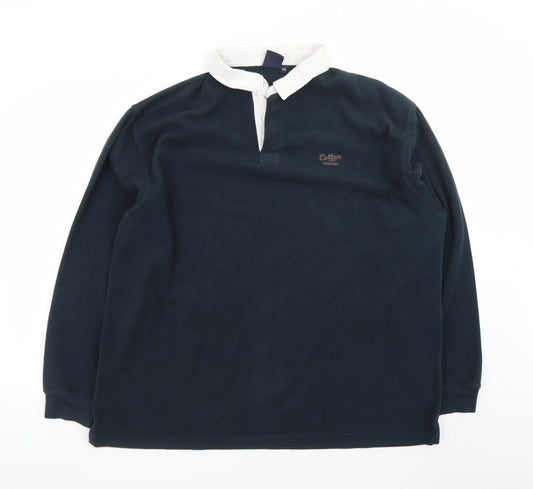 Cotton Traders Men’s Blue 2XL Collared Henley Sweatshirt