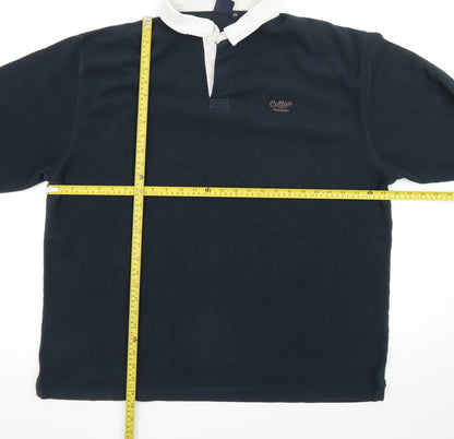 Cotton Traders Men’s Blue 2XL Collared Henley Sweatshirt