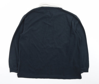 Cotton Traders Men’s Blue 2XL Collared Henley Sweatshirt