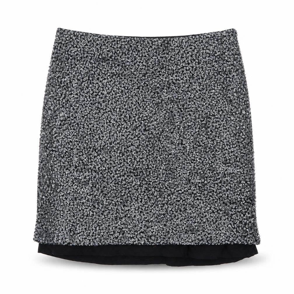 Sandwich Women Silver Sequin Short Pencil Skirt Size S