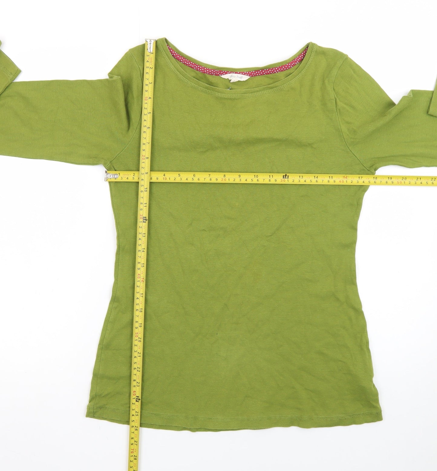 White Stuff Women’s Green Size 14 Long Sleeve Cotton T-Shirt