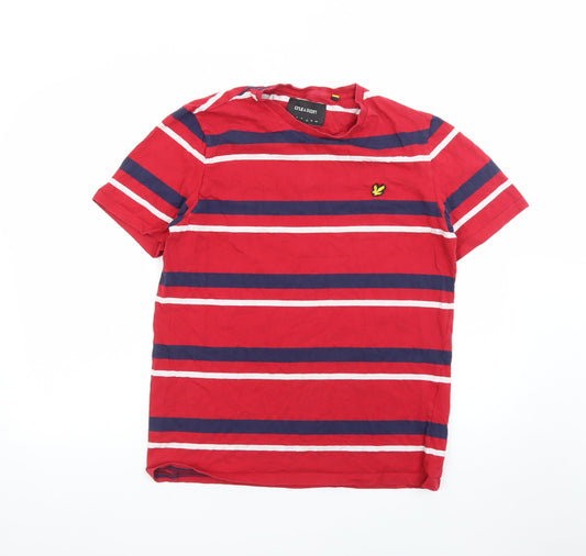 Lyle & Scott Men's Red Striped Cotton Crew Neck T-Shirt Size L