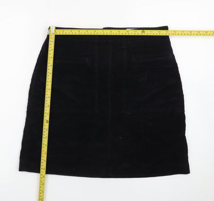 Jigsaw Women's Black Corduroy Pencil Skirt UK 10 Lined Classic