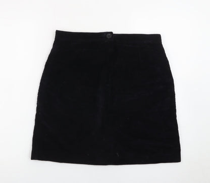 Jigsaw Women's Black Corduroy Pencil Skirt UK 10 Lined Classic