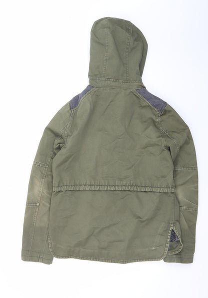 Topshop Women Green Parka Jacket UK 8 Hooded Mid-Length Coat