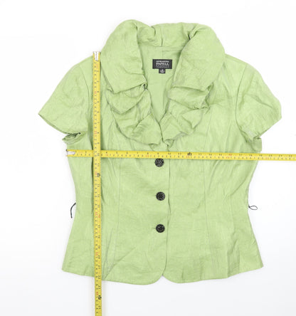 Adrianna Papell Women Green Ruffle Collared Blouse Size 12