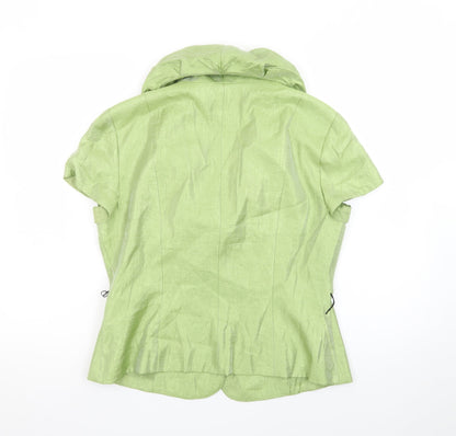 Adrianna Papell Women Green Ruffle Collared Blouse Size 12