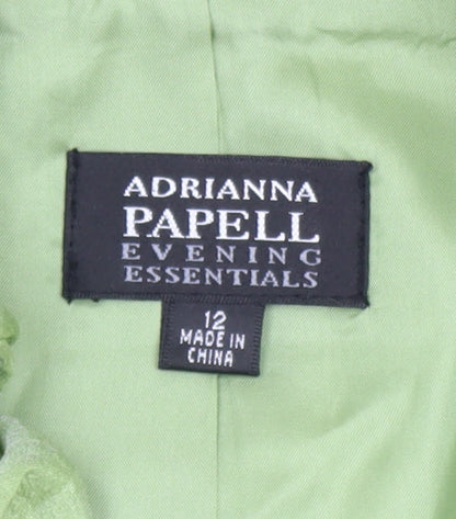 Adrianna Papell Women Green Ruffle Collared Blouse Size 12
