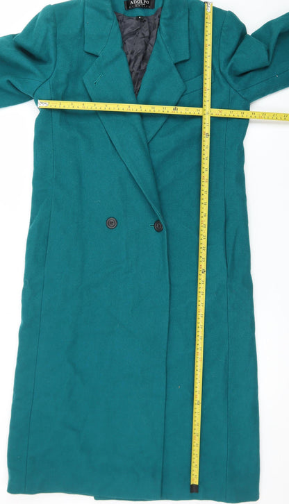 Adolfo Classics Women's Green Wool Long Overcoat Size 8