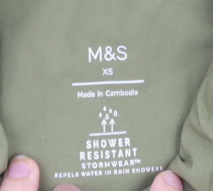 Marks and Spencer Women’s Green XS Parka Coat Hooded Shower Resistant