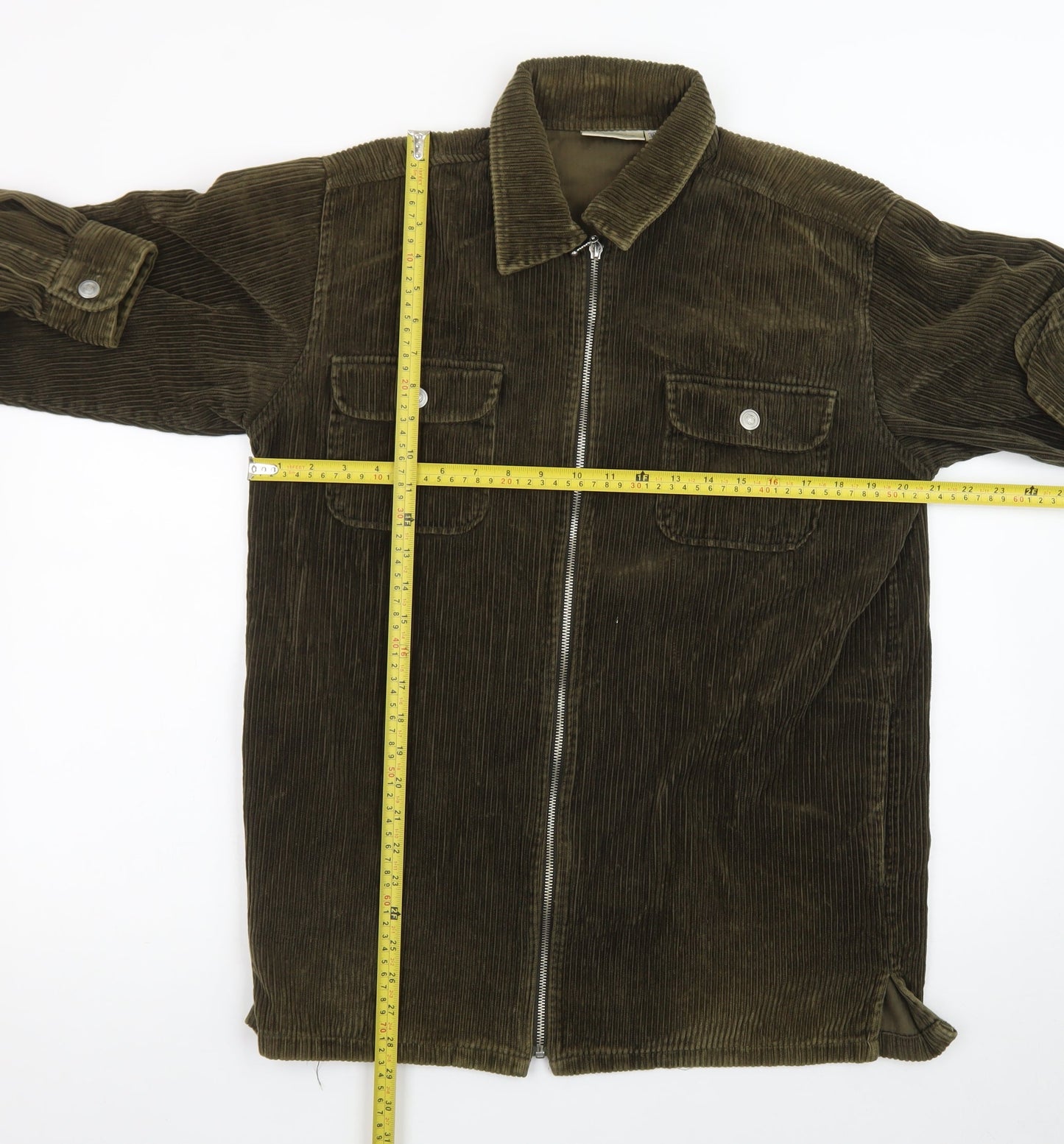 Giorgio Men's Brown Corduroy Zip Jacket Size 38 Regular Fit
