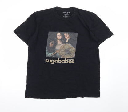 Sugababes Women's Black Cotton Band T-Shirt Size L