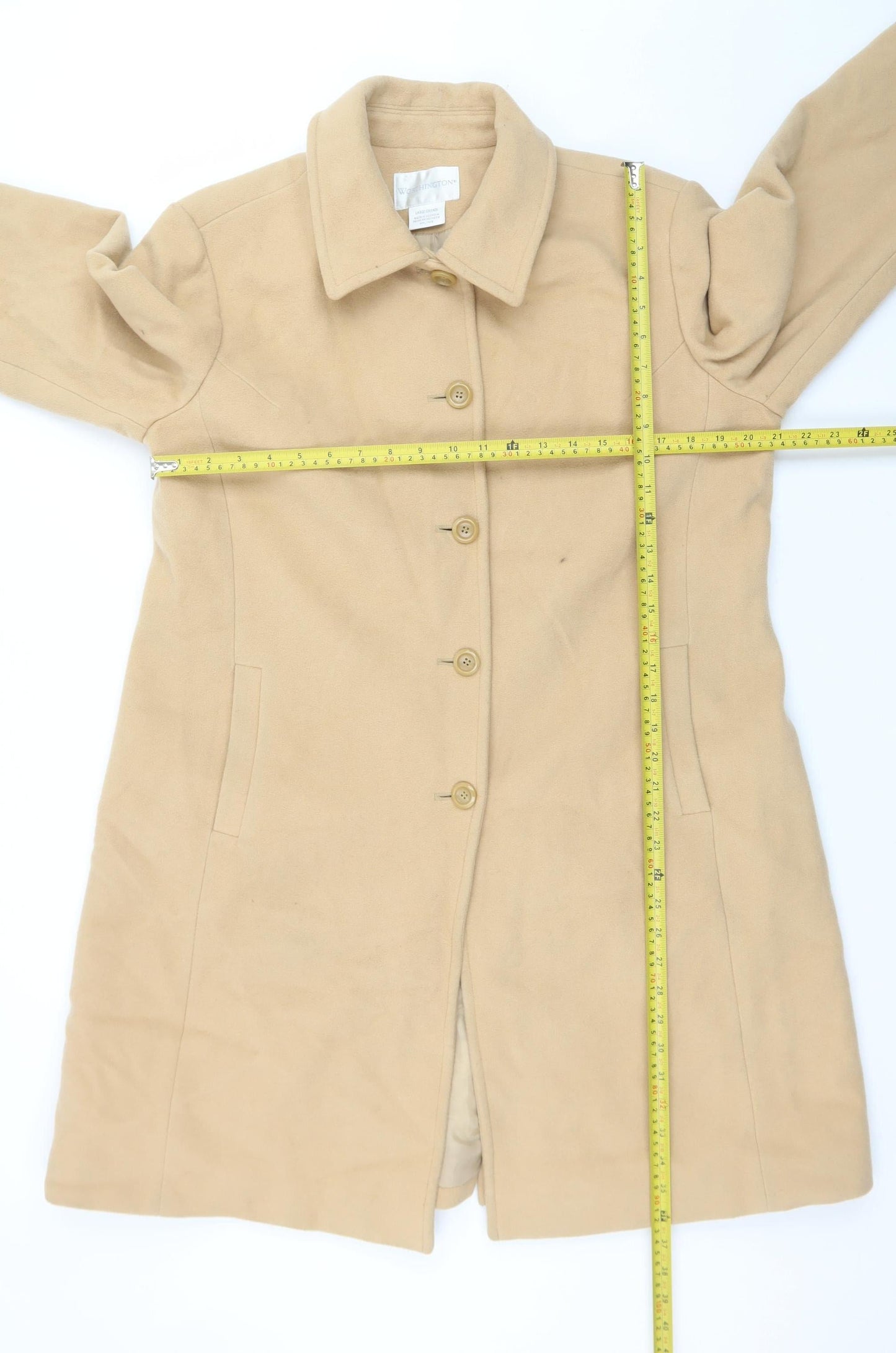 Worthington Women’s Beige Wool Blend Long Overcoat L