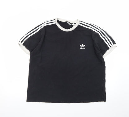Adidas Womens Black Ringer T-Shirt XL Short Sleeve Crew Neck