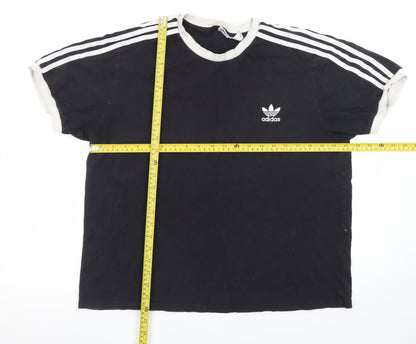 Adidas Womens Black Ringer T-Shirt XL Short Sleeve Crew Neck