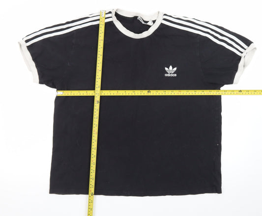 Adidas Womens Black Ringer T-Shirt XL Short Sleeve Crew Neck