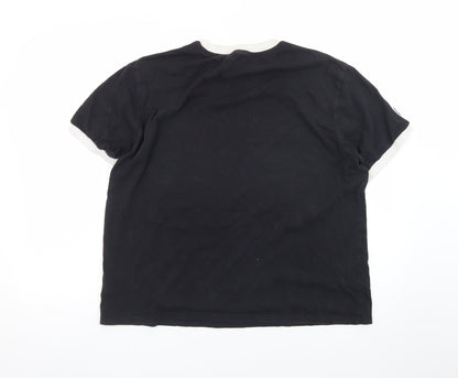 Adidas Womens Black Ringer T-Shirt XL Short Sleeve Crew Neck