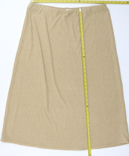 Marks and Spencer Women's Beige A-Line Cashmere Knit Midi Skirt Size 20