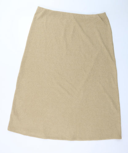 Marks and Spencer Women's Beige A-Line Cashmere Knit Midi Skirt Size 20