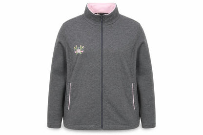 Damart Womens Grey Embroidered Fleece Jacket Size 14/16