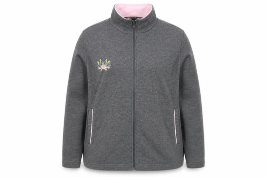 Damart Womens Grey Embroidered Fleece Jacket Size 14/16