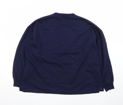Acorn Leisure Women's Navy Blue Embroidered Pullover Sweatshirt L/XL