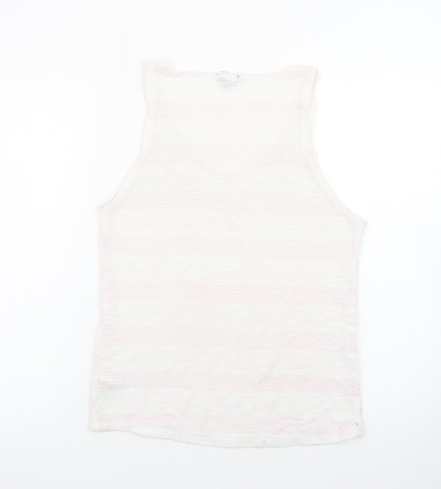 Topshop Women White Knit Tank Top Size 12 Sleeveless Summer Casual
