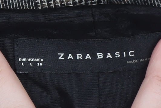 Zara Women Grey Check Wide-Leg Trousers Size 14