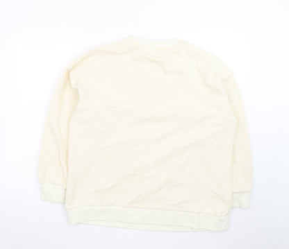 FORM Womens Beige Sweatshirt Size 8 Pullover Crew Neck Sports Club