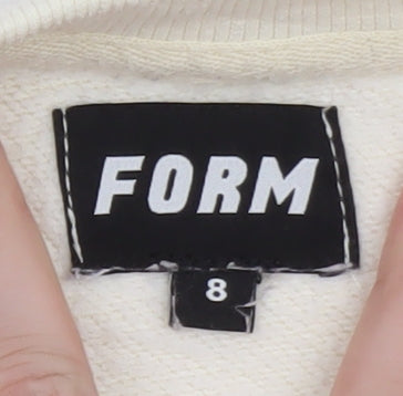 FORM Womens Beige Sweatshirt Size 8 Pullover Crew Neck Sports Club