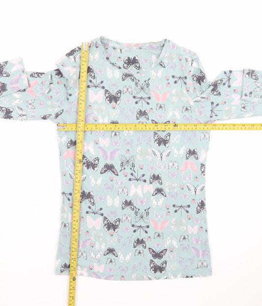 Tu Women’s Blue Butterfly Print Long Sleeve Cotton Modal T-Shirt Size 12