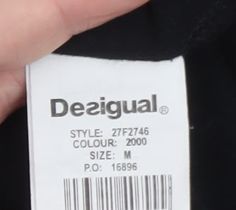 Desigual Womens Black A-Line Embroidered Art Skirt Size M