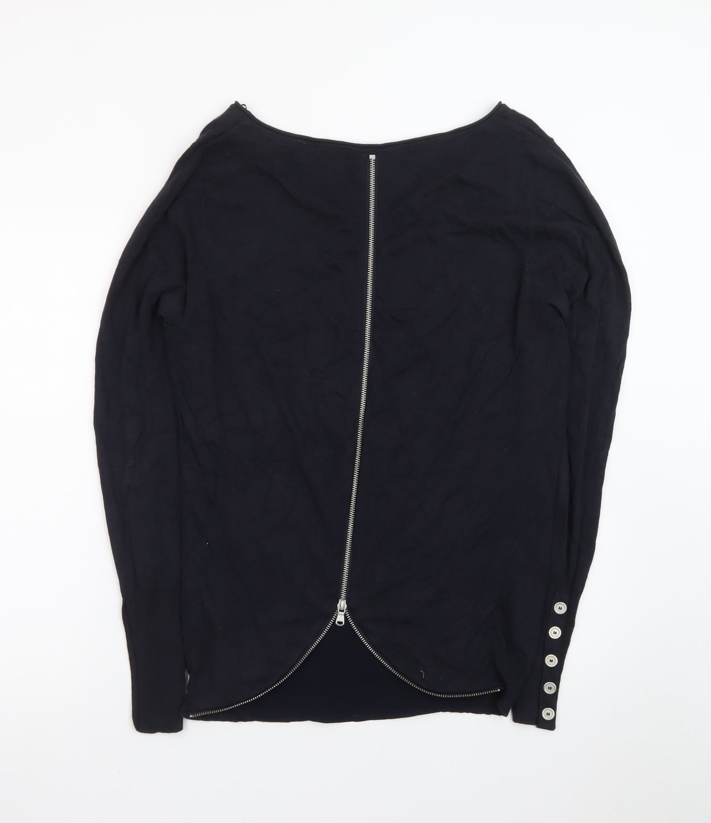 Mint Velvet Women's Black Size 12 Long Sleeve Boat Neck Zip Back Jumper
