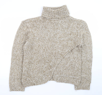 Dorothy Perkins Womens Beige Roll Neck Chunky Knit Jumper Size M