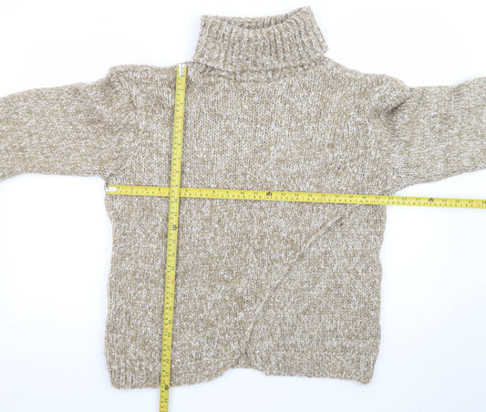 Dorothy Perkins Womens Beige Roll Neck Chunky Knit Jumper Size M