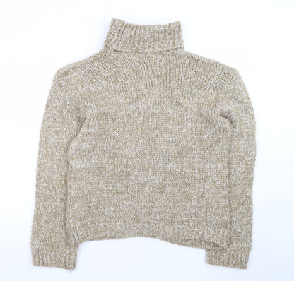 Dorothy Perkins Womens Beige Roll Neck Chunky Knit Jumper Size M