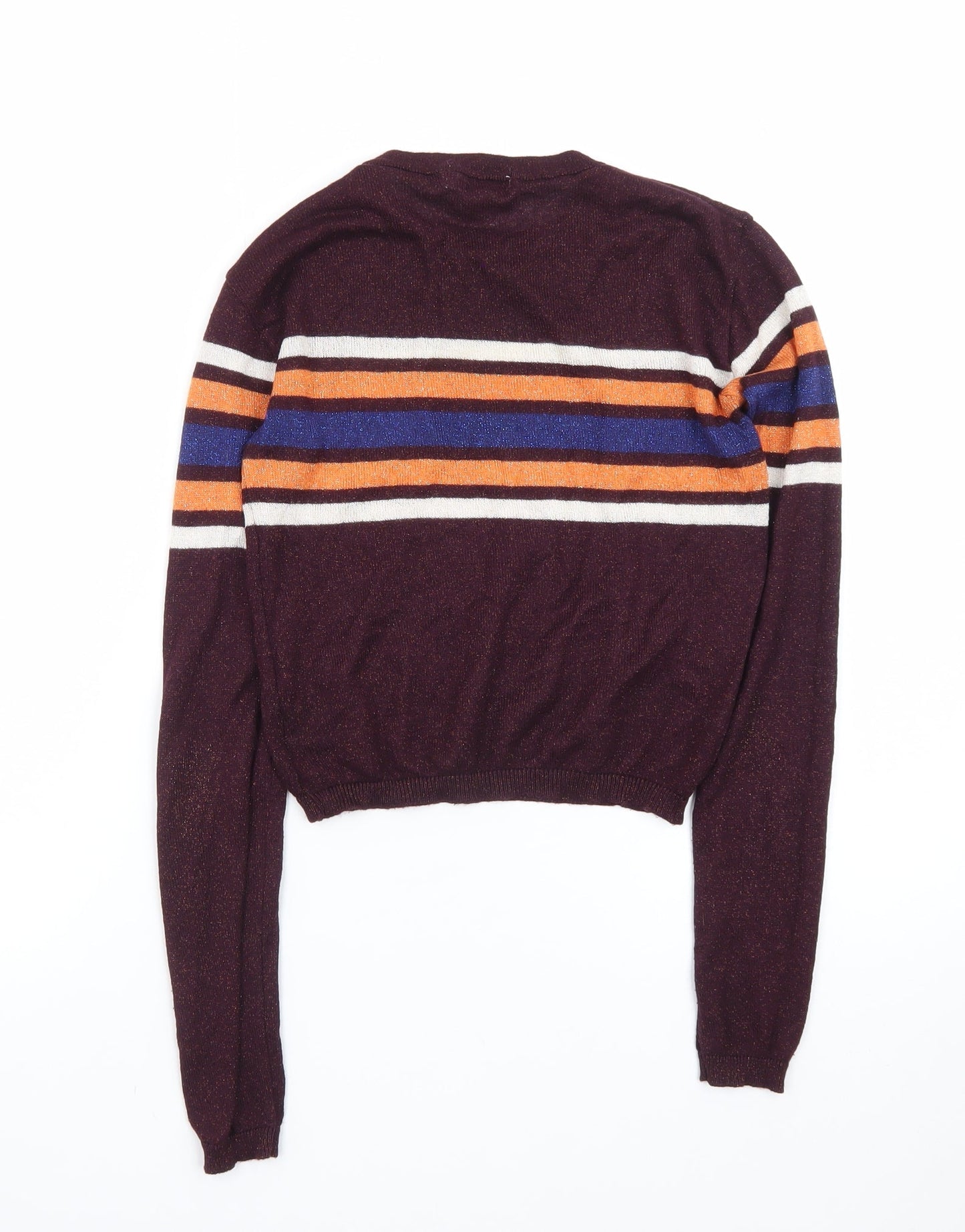 Cooperative Womens Brown Striped Crew Neck Pullover Jumper Size S