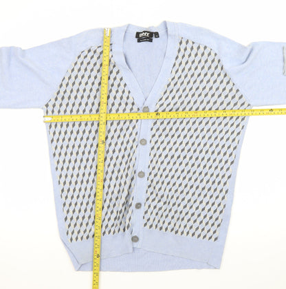 DKNY Men's Blue Geometric Classic Fit Cardigan M