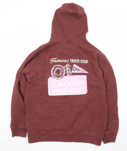 Dickies Men's Brown Pullover Hoodie M Graphic Print Fleece Sweatshirt