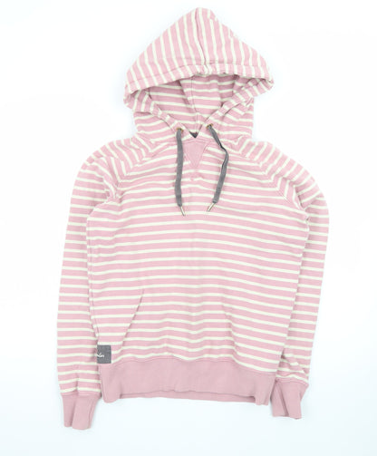 Joules Women's Pink White Striped Pullover Hoodie Size 10