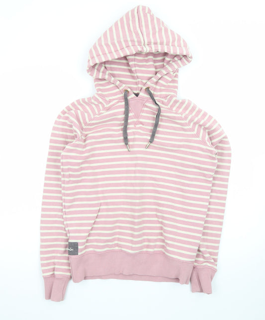 Joules Women's Pink White Striped Pullover Hoodie Size 10
